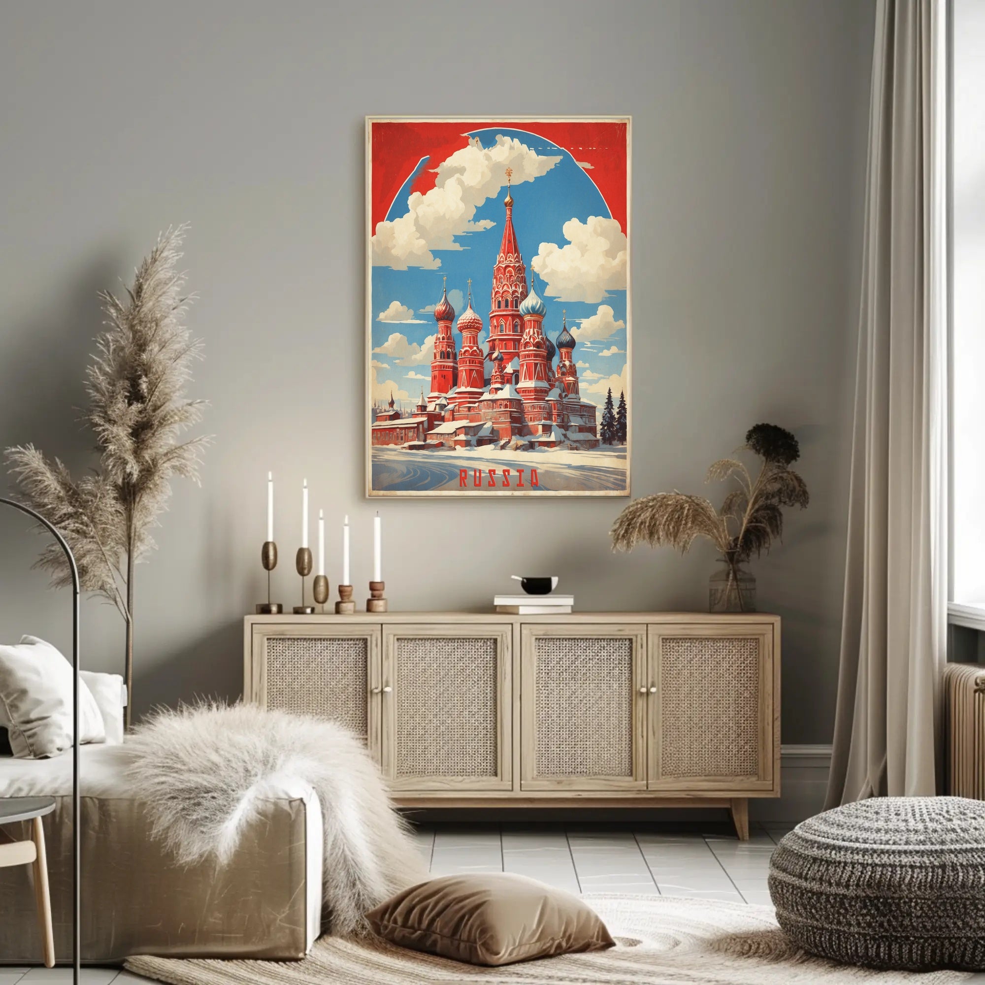 Saint Basil's Cathedral Retro Moscow Poster PosterGoat