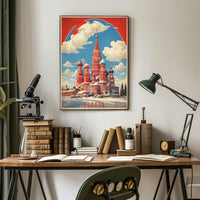 Saint Basil's Cathedral Retro Moscow Poster PosterGoat
