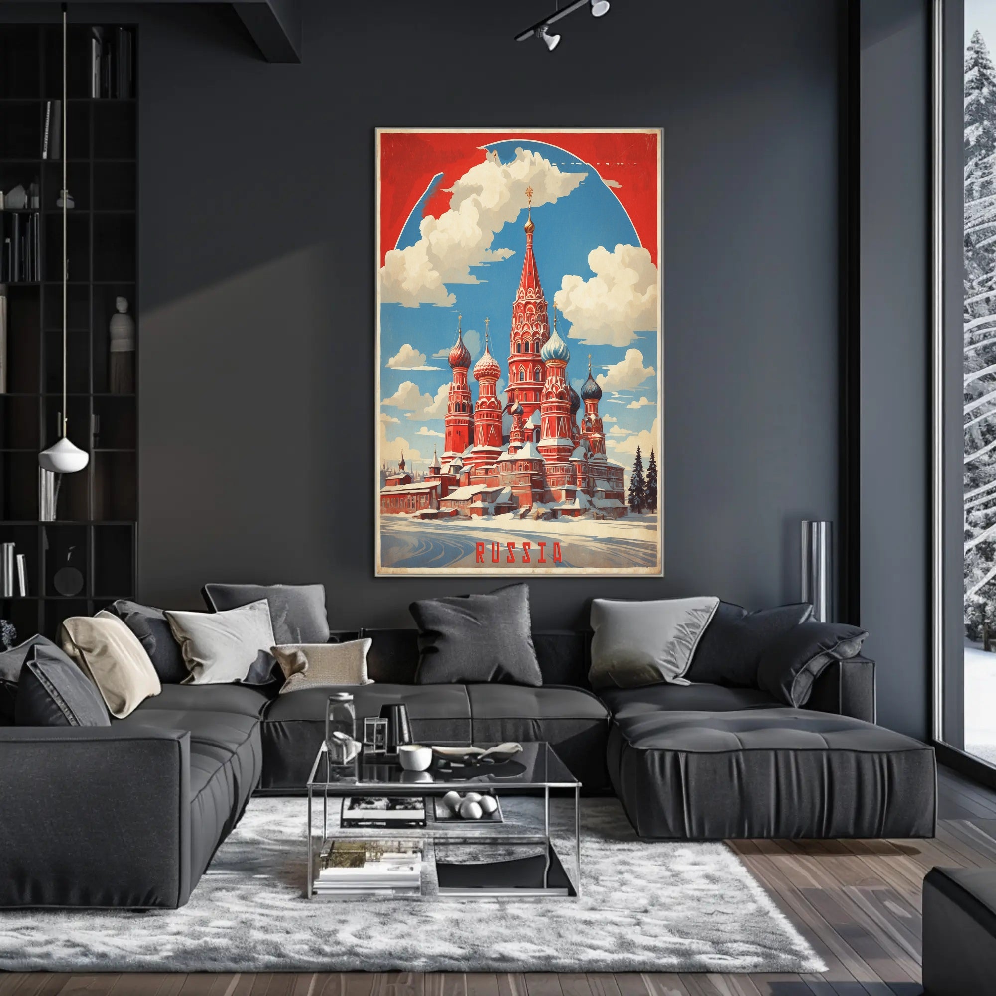 Saint Basil's Cathedral Retro Moscow Poster PosterGoat