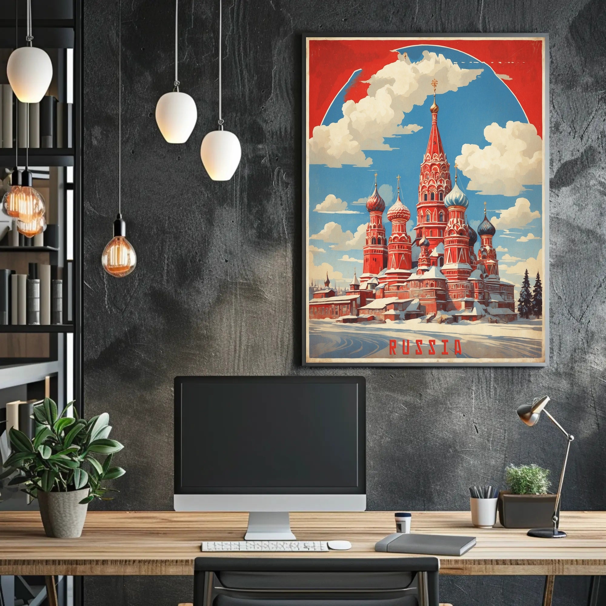 Saint Basil's Cathedral Retro Moscow Poster PosterGoat
