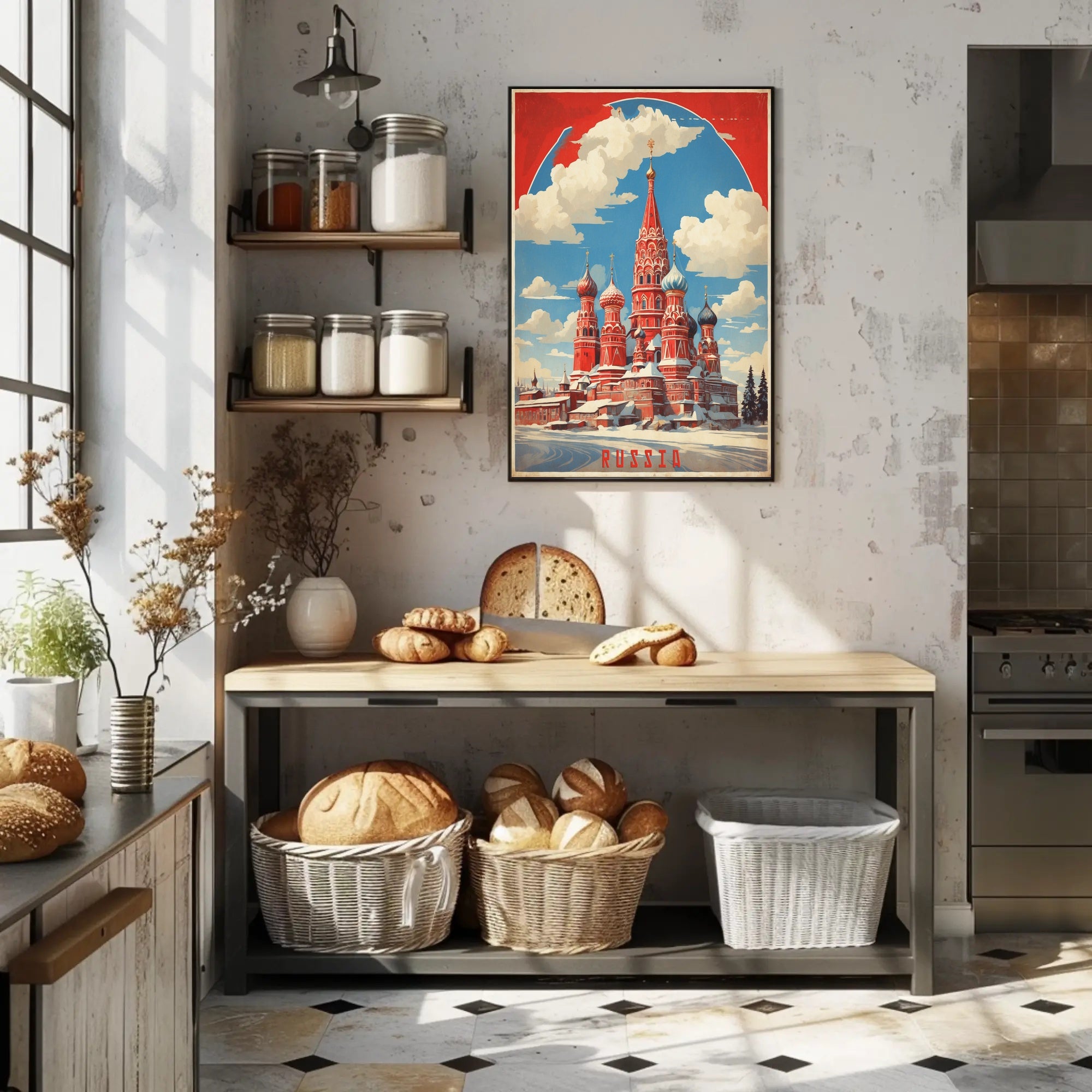 Saint Basil's Cathedral Retro Moscow Poster PosterGoat