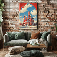 Saint Basil's Cathedral Retro Moscow Poster PosterGoat
