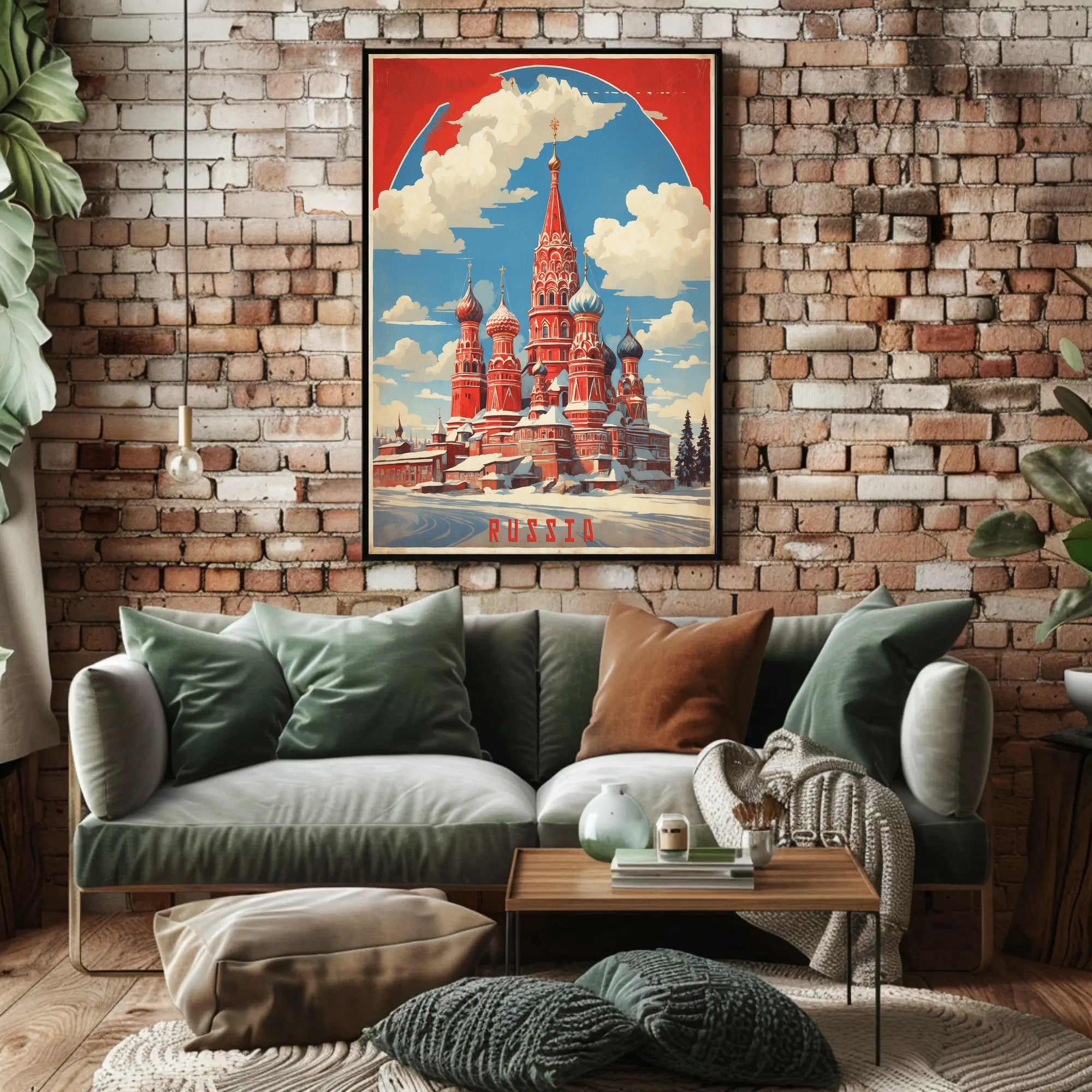 Saint Basil's Cathedral Retro Moscow Poster PosterGoat
