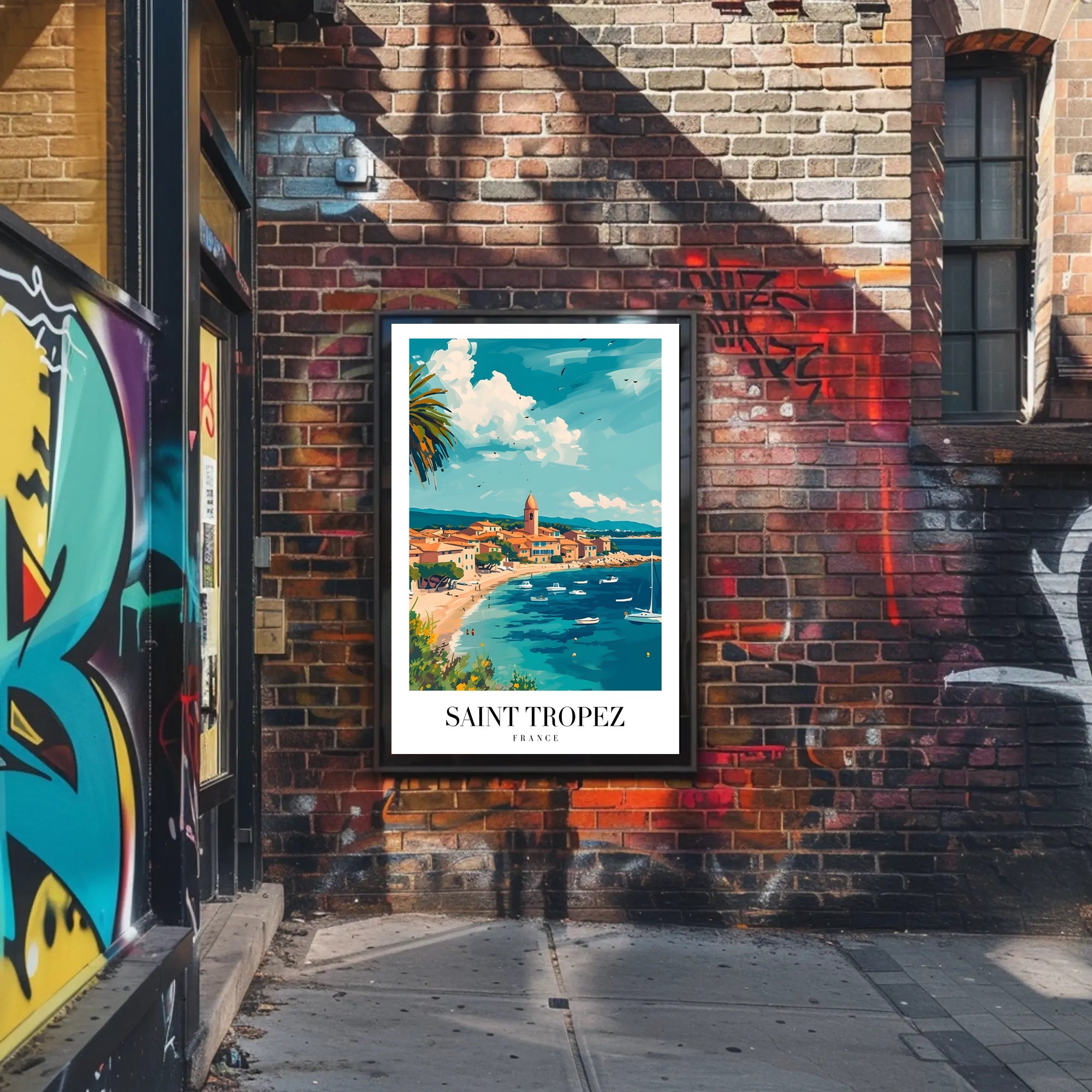 Saint-Tropez Seaside Village Travel Poster PosterGoat