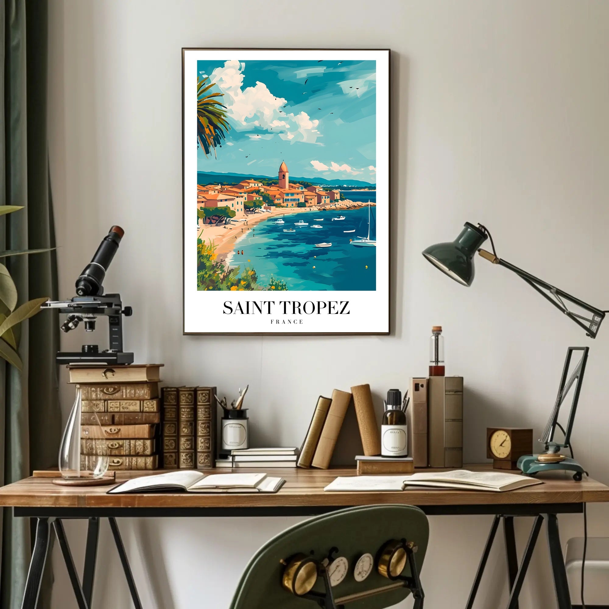 Saint-Tropez Seaside Village Travel Poster PosterGoat