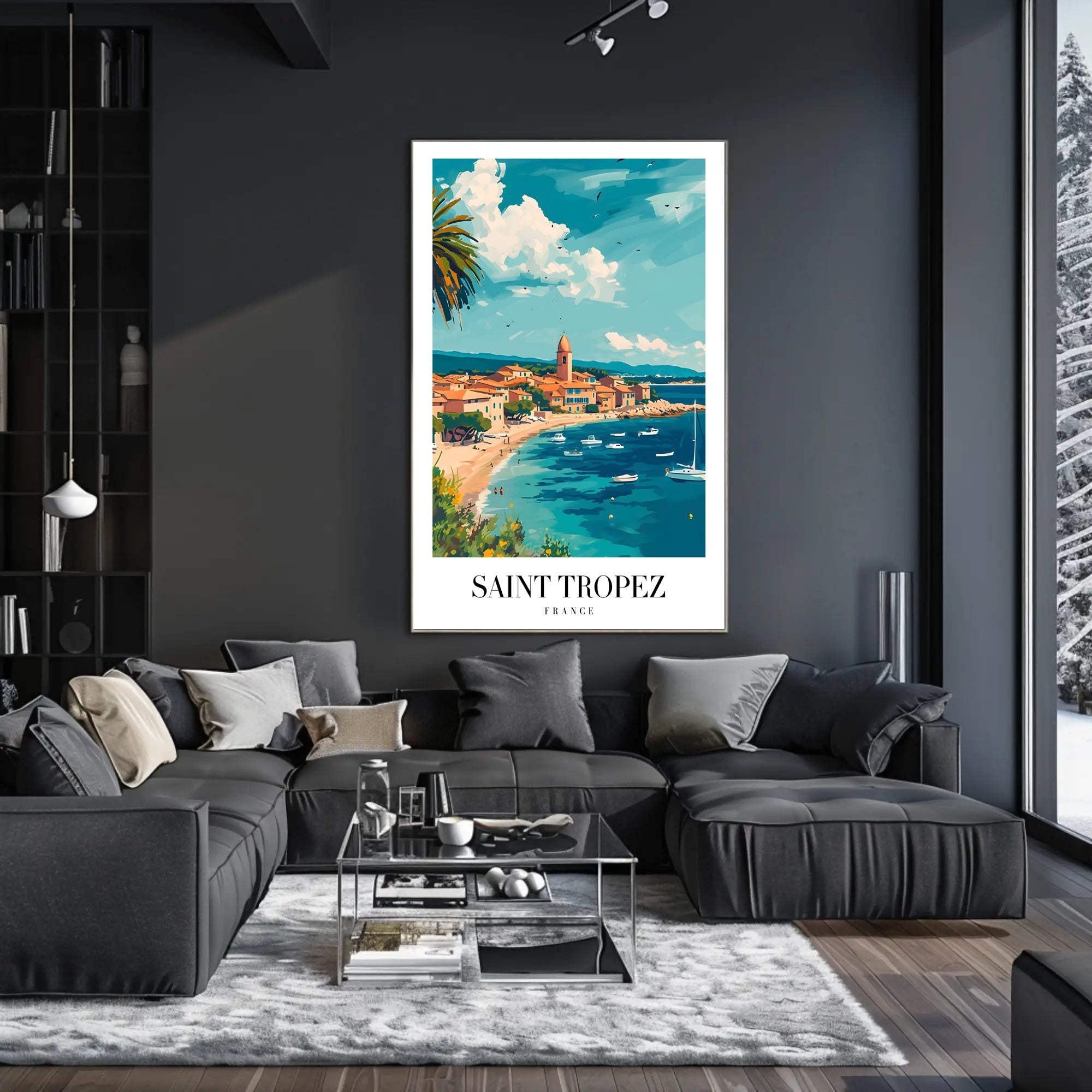 Saint-Tropez Seaside Village Travel Poster PosterGoat
