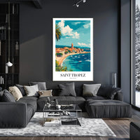 Saint-Tropez Seaside Village Travel Poster PosterGoat