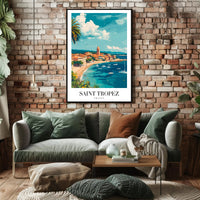 Saint-Tropez Seaside Village Travel Poster PosterGoat