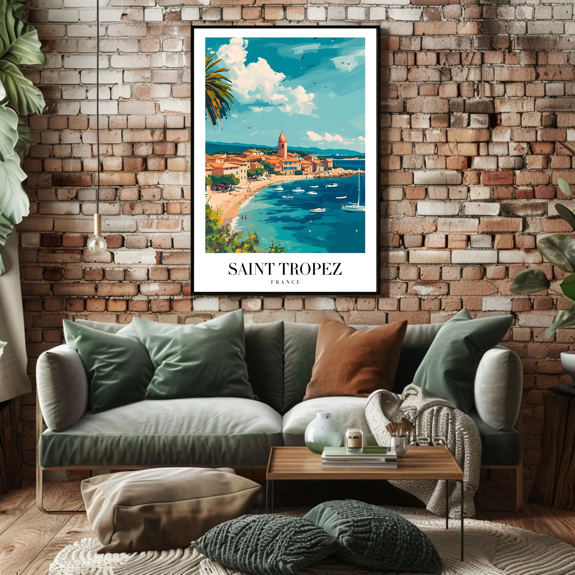 Saint-Tropez Seaside Village Travel Poster PosterGoat