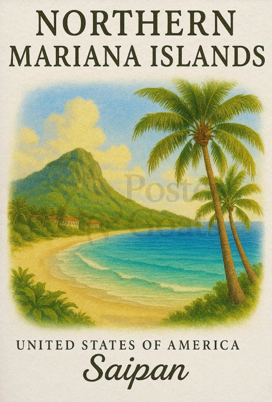 Saipan’s Nostalgic Tropical Beauty Travel Poster PosterGoat