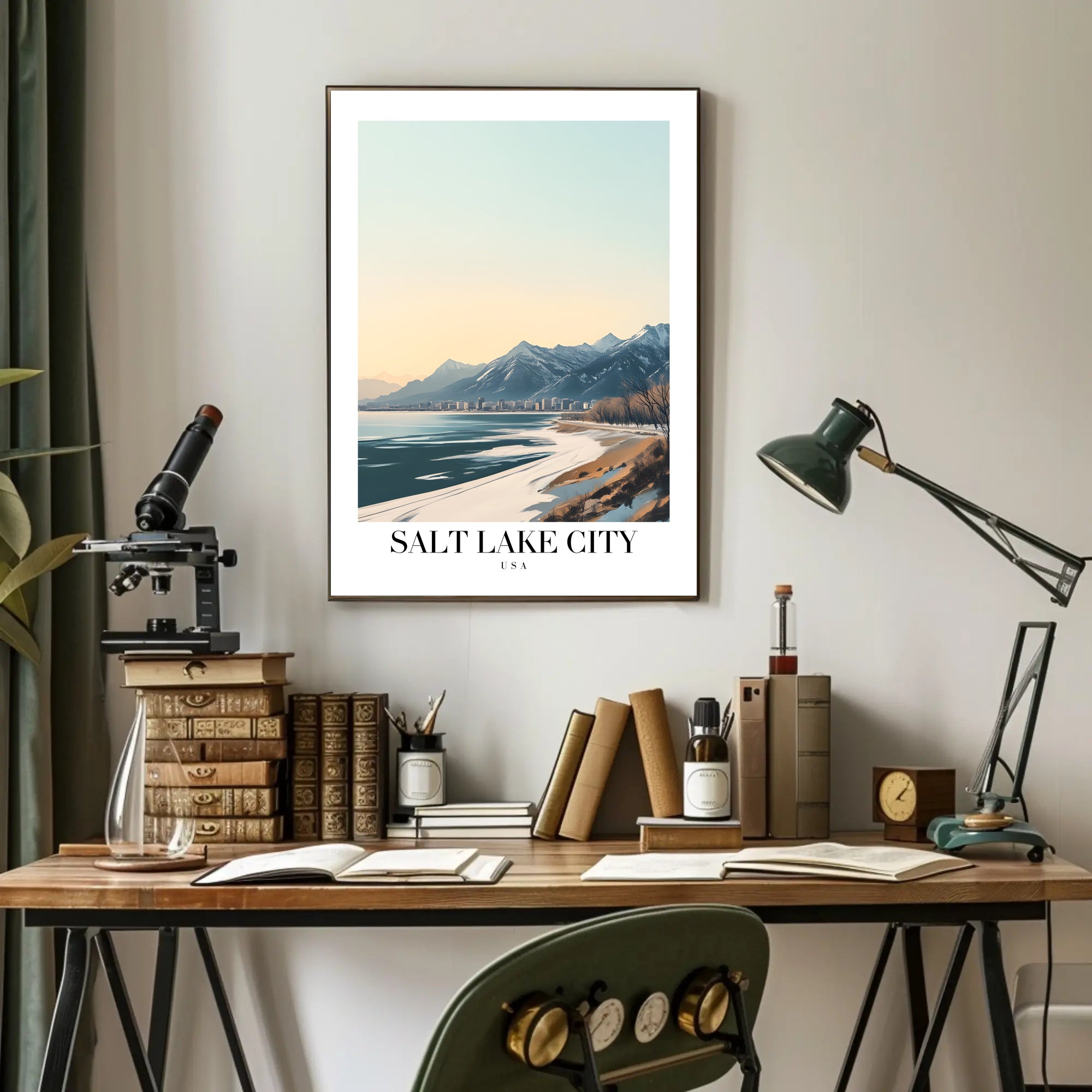 Salt Lake City Winter Travel Poster PosterGoat
