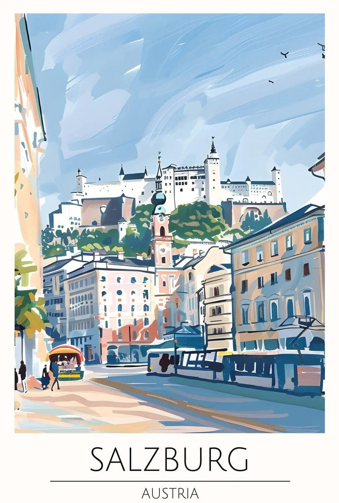 Salzburg Fortress Scenic Travel Art Poster PosterGoat