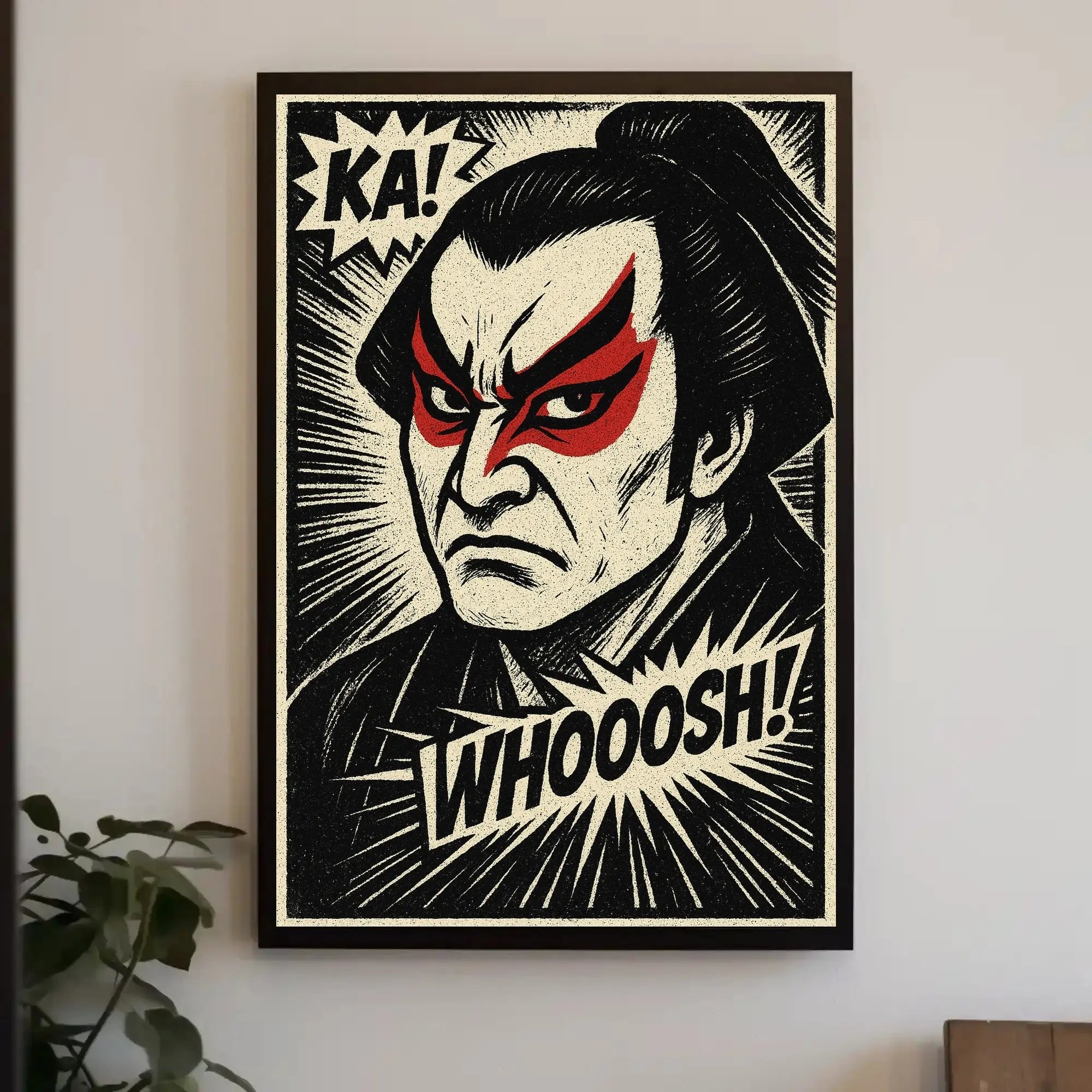 Samurai Kabuki Intensity Comic Art Cultural Heritage Poster PosterGoat