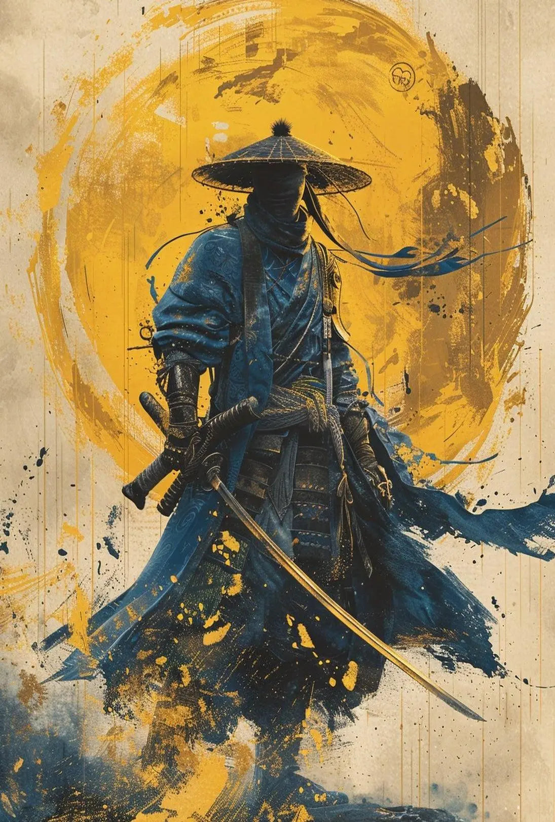 Samurai in Motion Abstract Cultural Heritage Poster PosterGoat