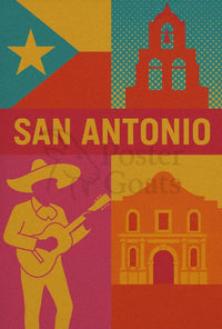 San Antonio Cultural Pop Art Travel Poster PosterGoat