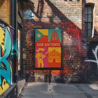 San Antonio Cultural Pop Art Travel Poster PosterGoat