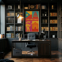 San Antonio Cultural Pop Art Travel Poster PosterGoat