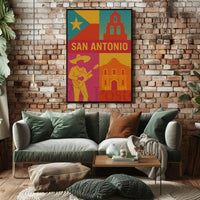 San Antonio Cultural Pop Art Travel Poster PosterGoat