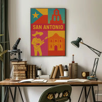 San Antonio Cultural Pop Art Travel Poster PosterGoat