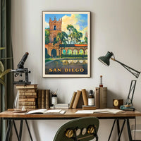 San Diego Architectural Reflection Travel Poster PosterGoat