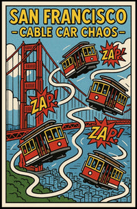 San Francisco Cable Cars Travel Poster PosterGoat