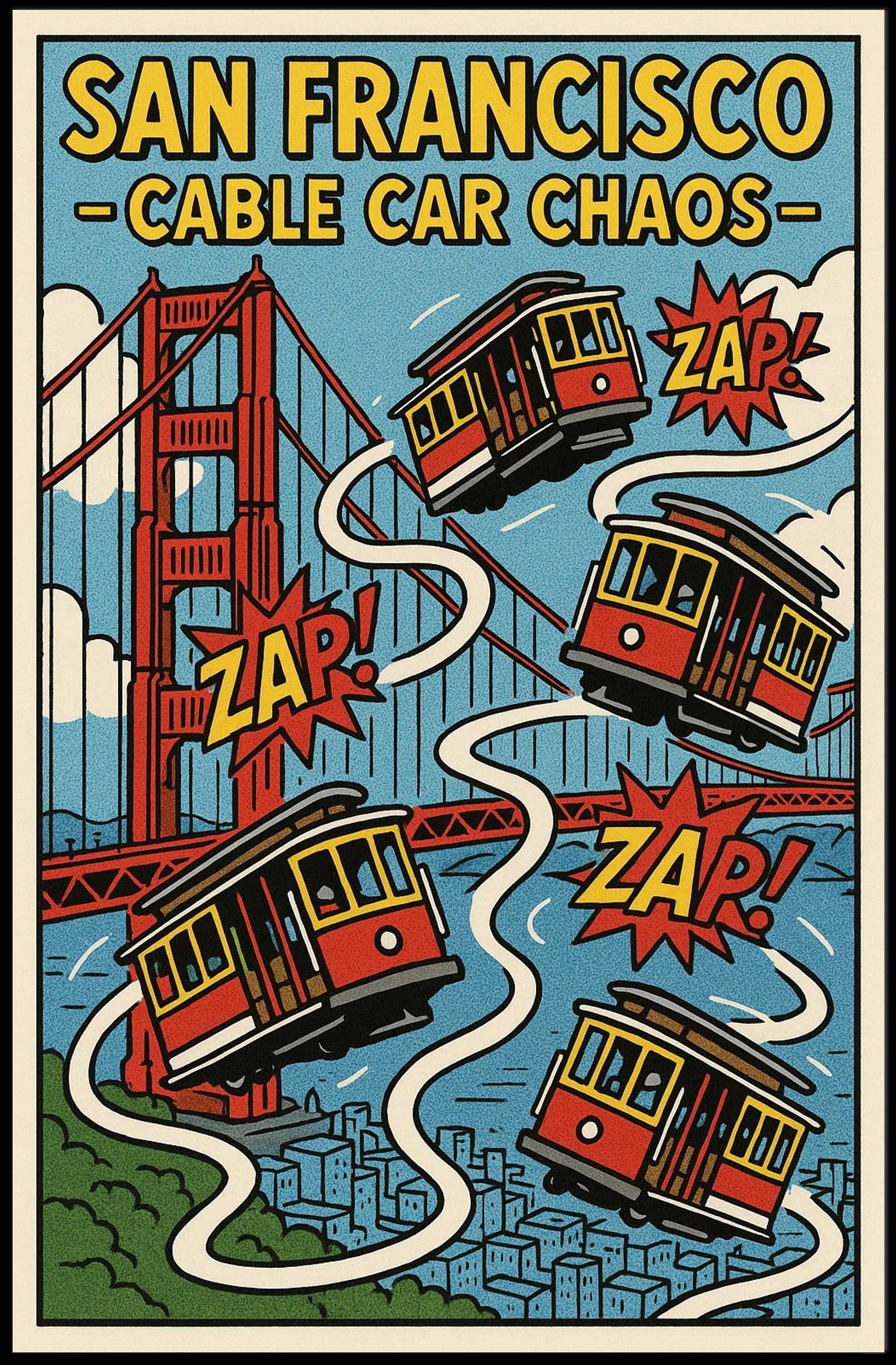 San Francisco Cable Cars Travel Poster PosterGoat