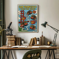 San Francisco Cable Cars Travel Poster PosterGoat