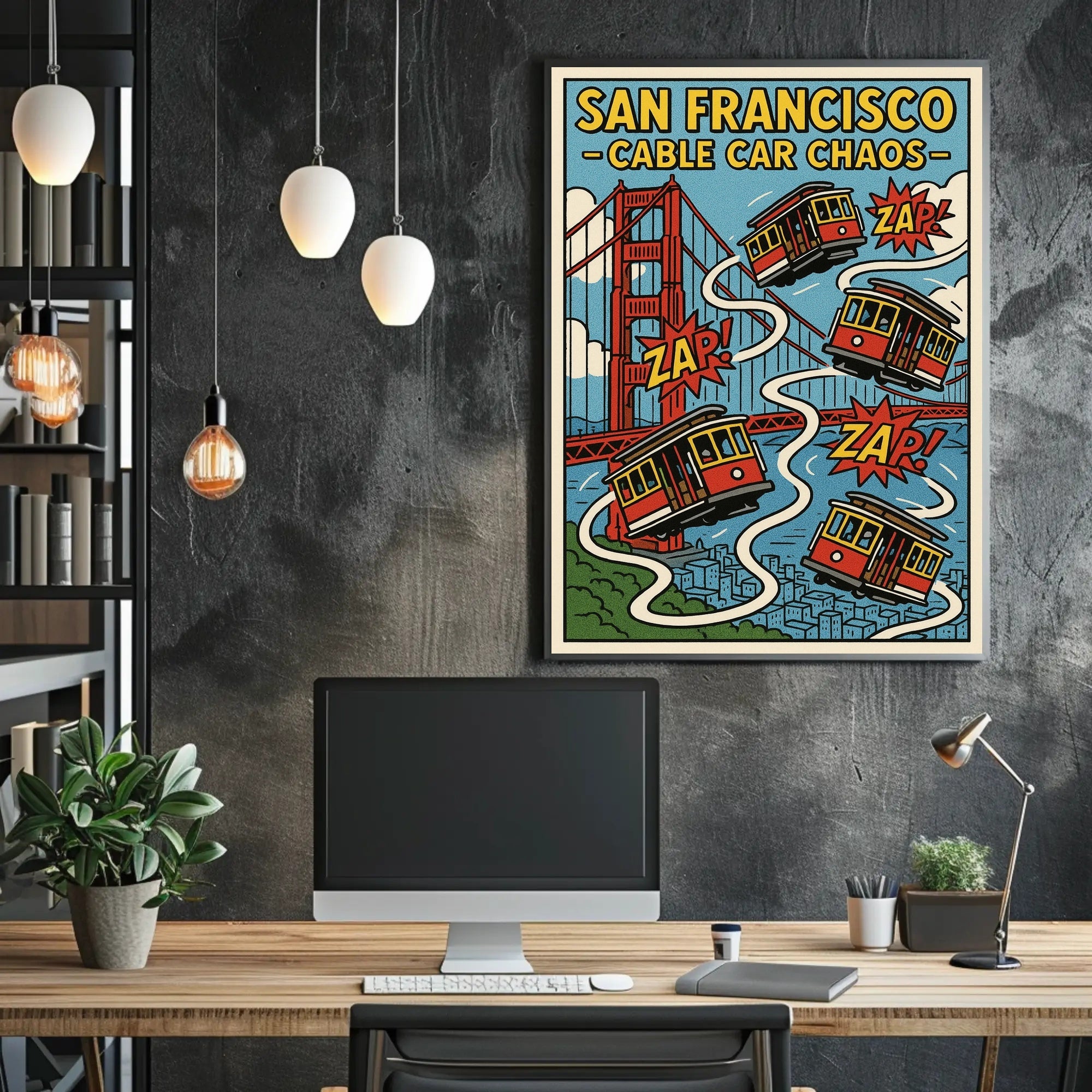San Francisco Cable Cars Travel Poster PosterGoat