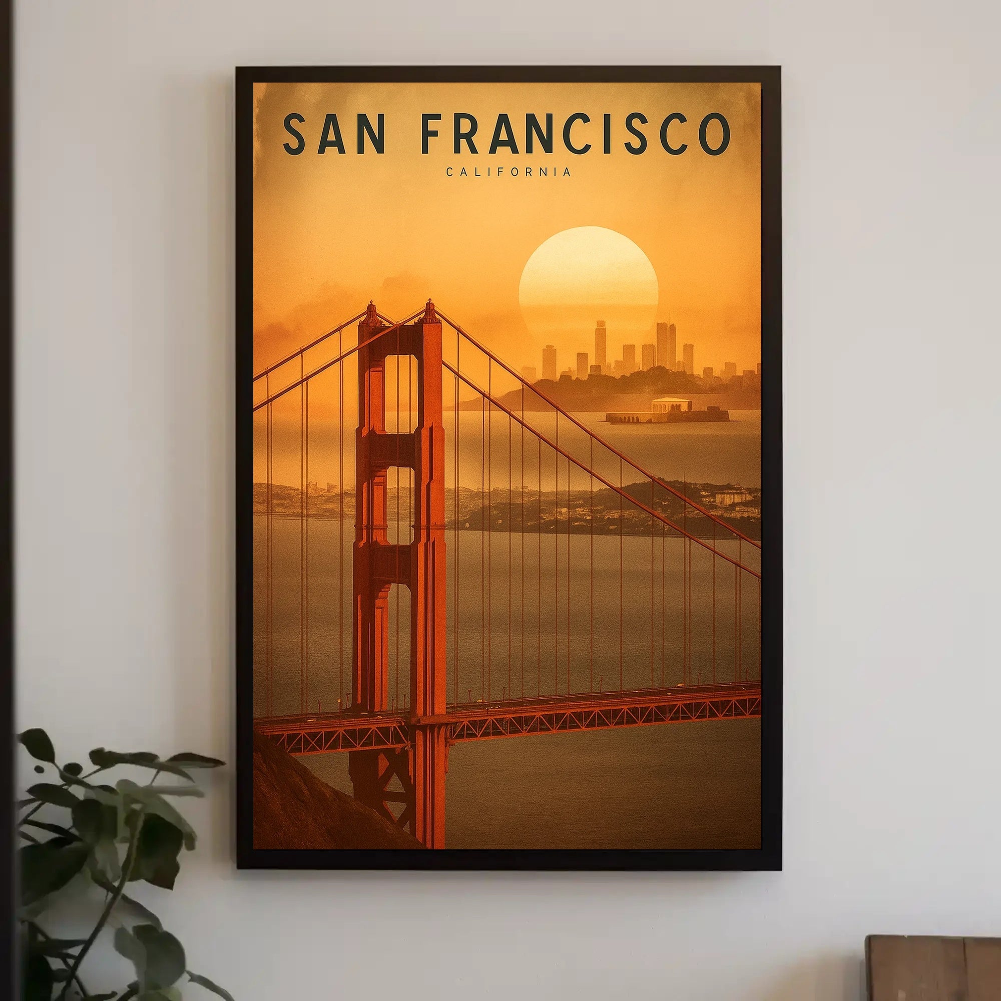 San Francisco Golden Gate Sunset Urban Cityscape Travel Poster PosterGoat
