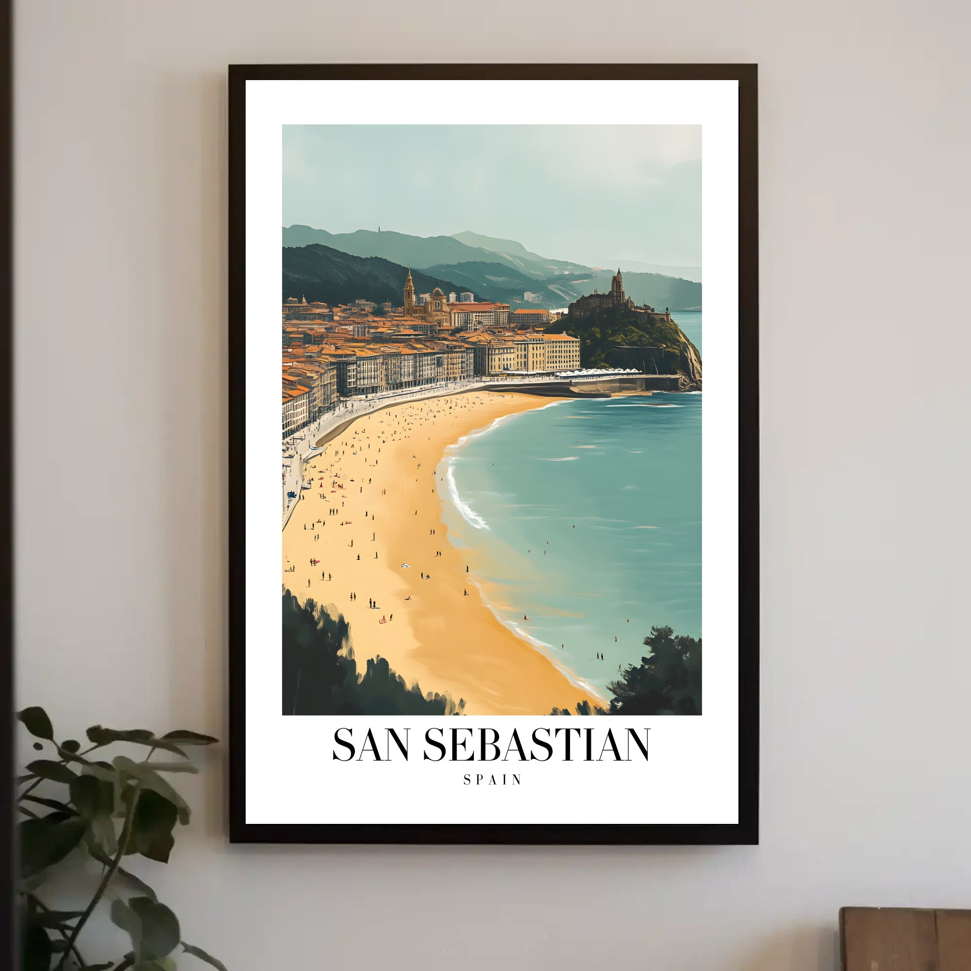 San Sebastian Beach Cityscape Travel Poster PosterGoat