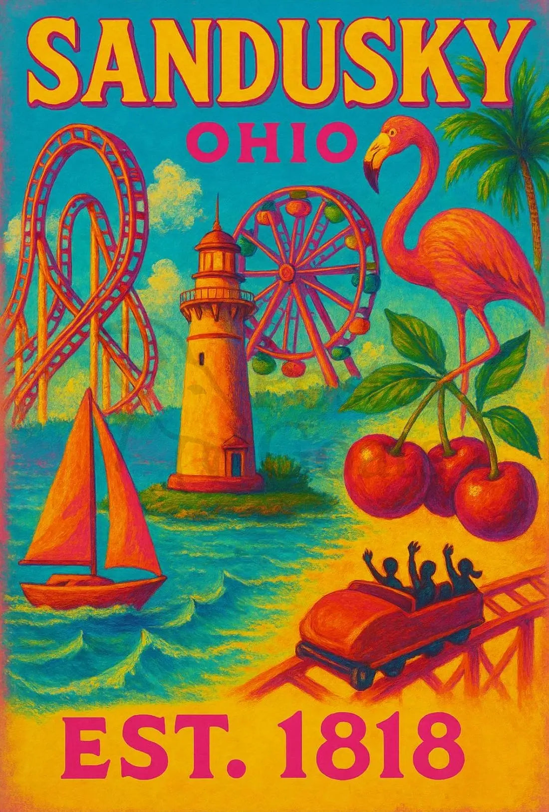 Sandusky Ohio Retro Travel Experience Travel Poster PosterGoat