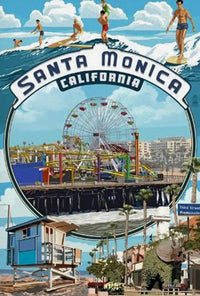 Santa Monica Pier Vintage Travel Poster PosterGoat