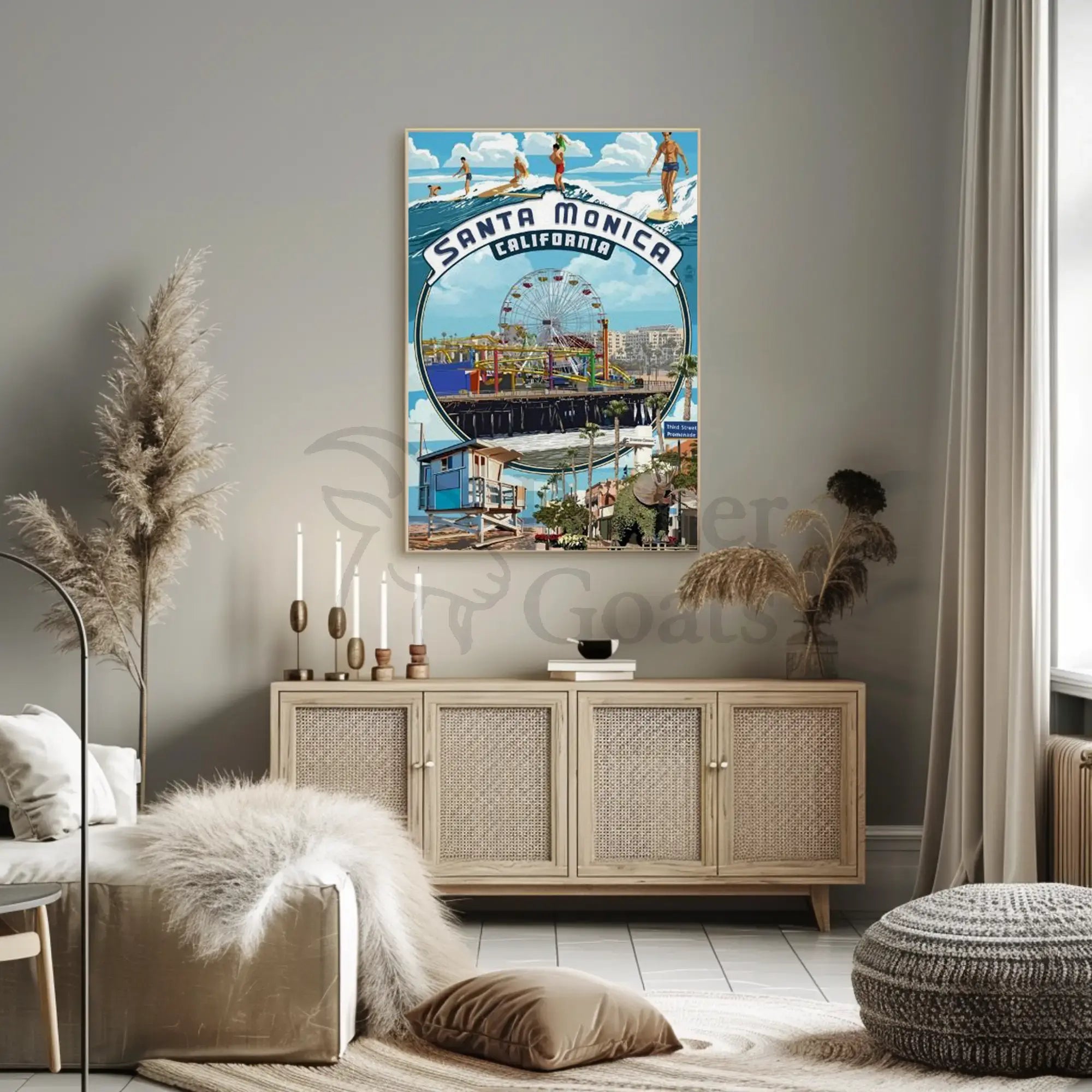 Santa Monica Pier Vintage Travel Poster PosterGoat