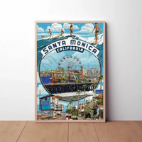 Santa Monica Pier Vintage Travel Poster PosterGoat