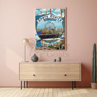 Santa Monica Pier Vintage Travel Poster PosterGoat