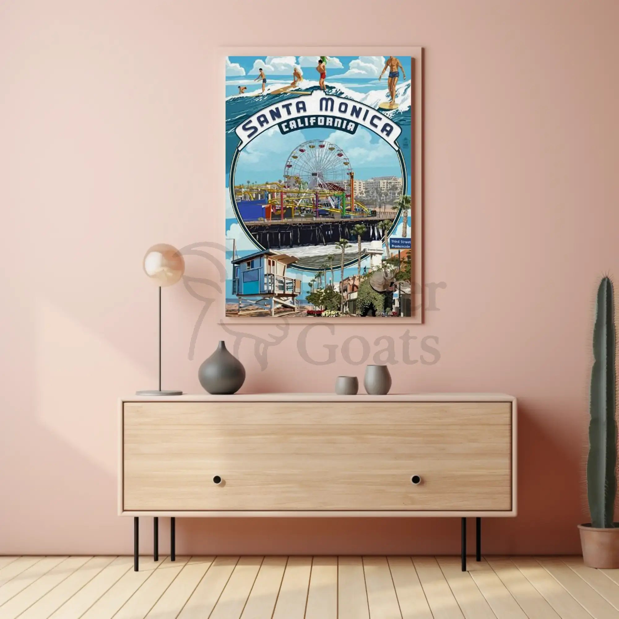 Santa Monica Pier Vintage Travel Poster PosterGoat