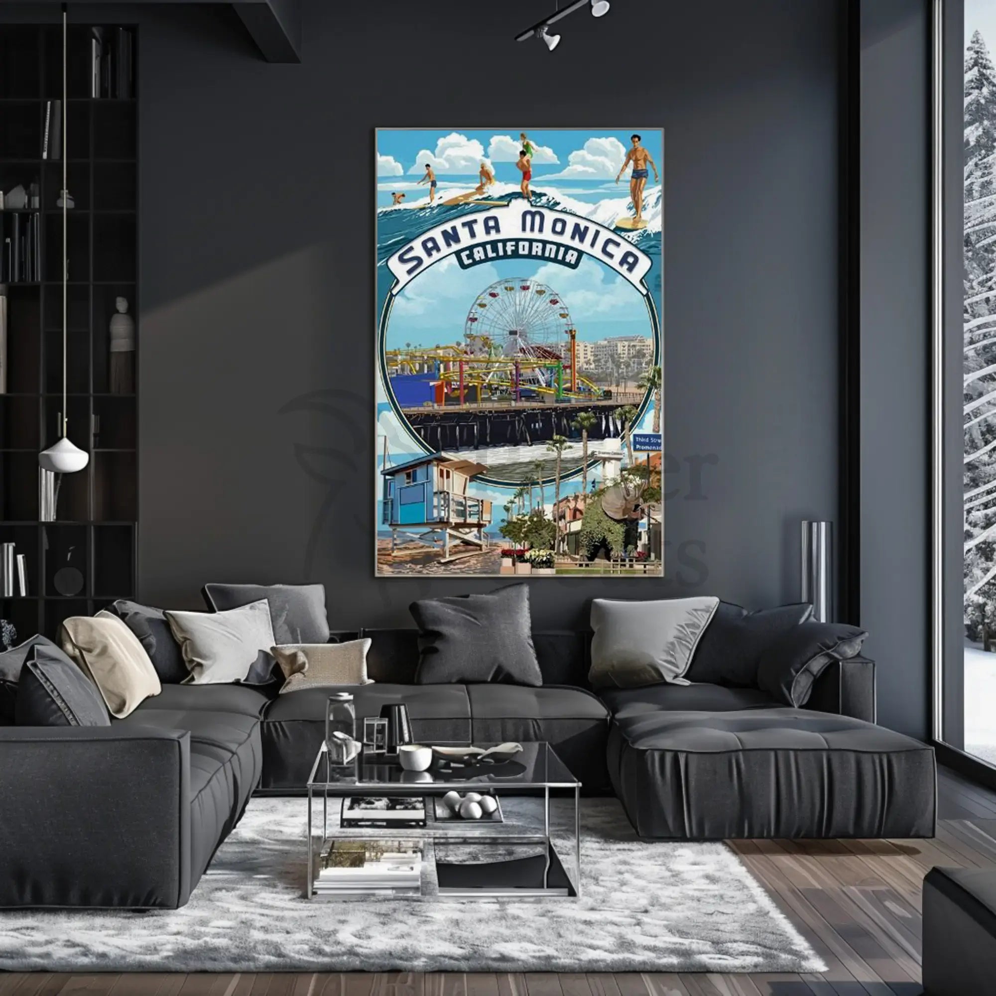 Santa Monica Pier Vintage Travel Poster PosterGoat