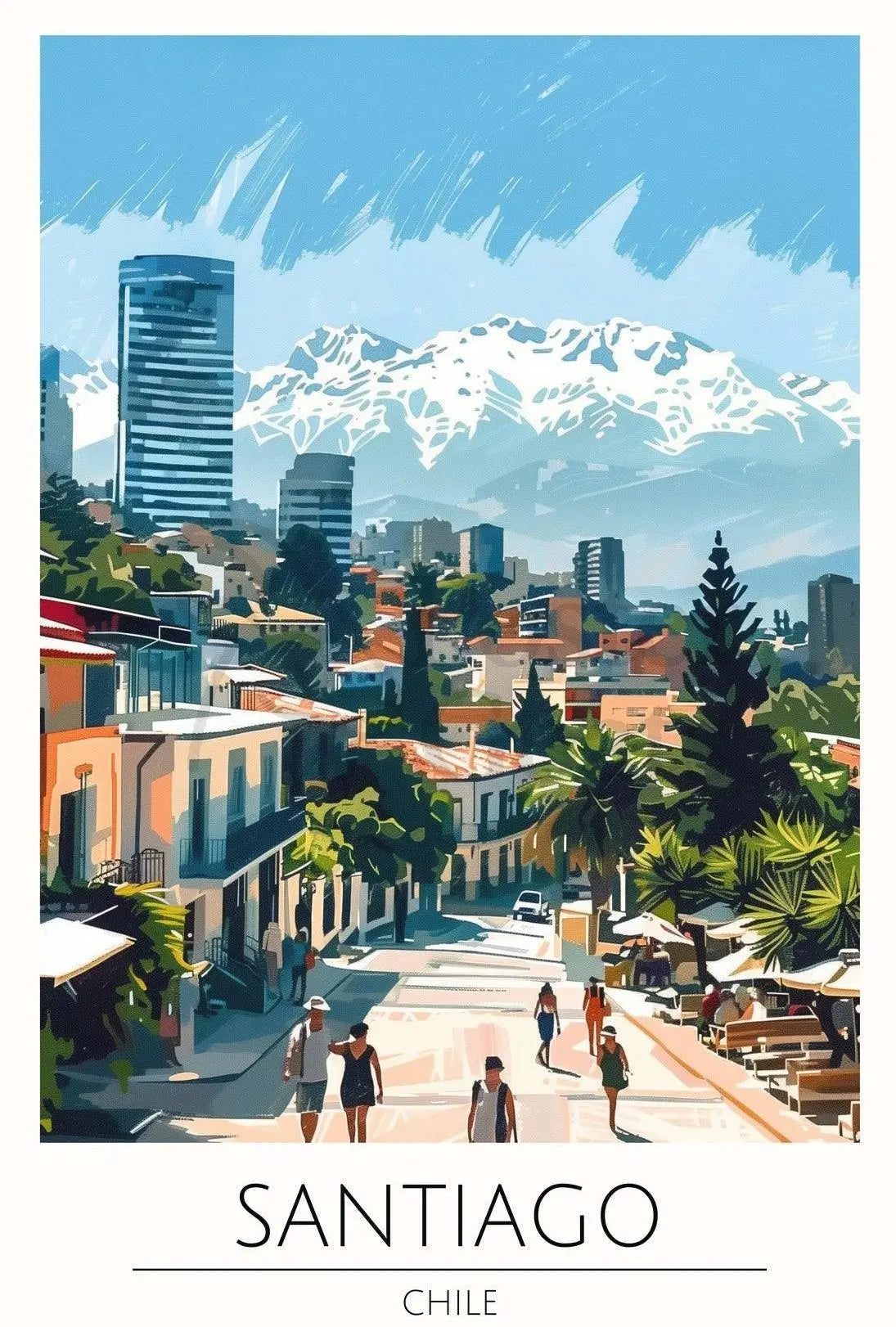 Santiago Chile Vibrant Cityscape Travel Poster PosterGoat