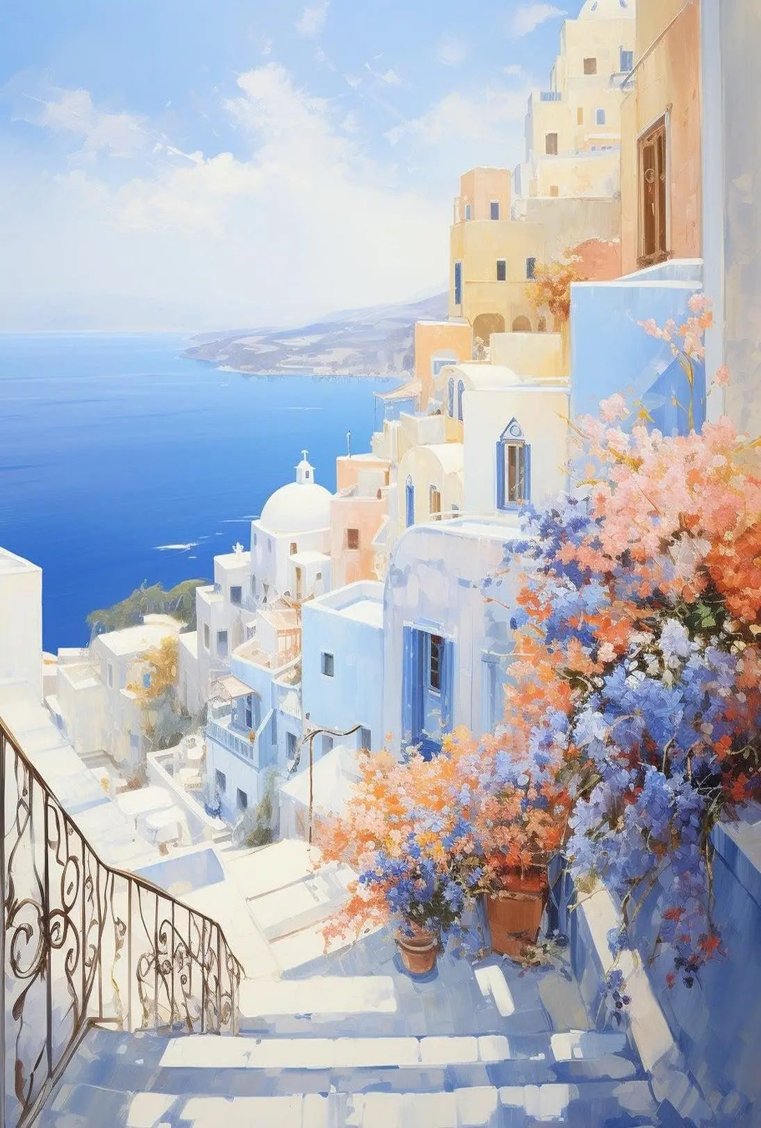 Santorini Coastal Serenity, Travel Poster PosterGoat