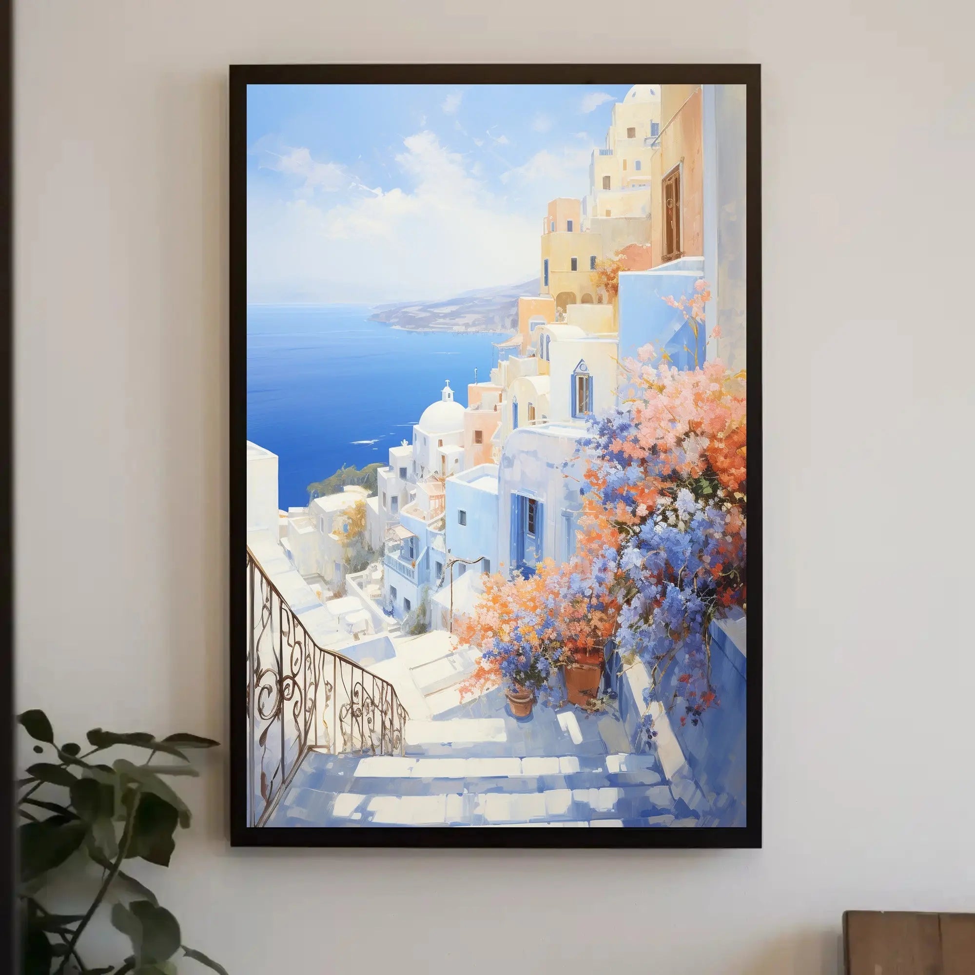 Santorini Coastal Serenity, Travel Poster PosterGoat