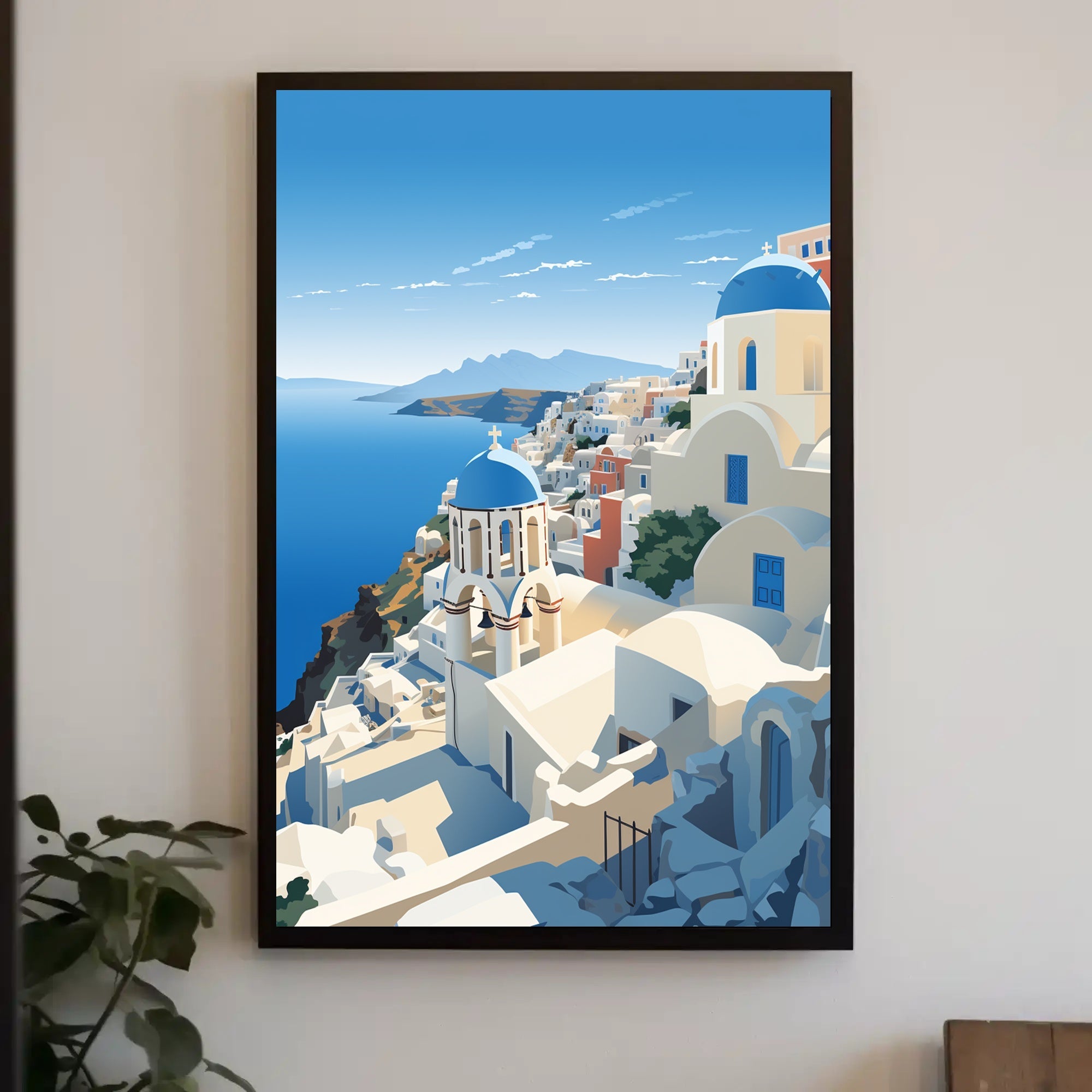 Santorini Coastal Village Travel Poster PosterGoat
