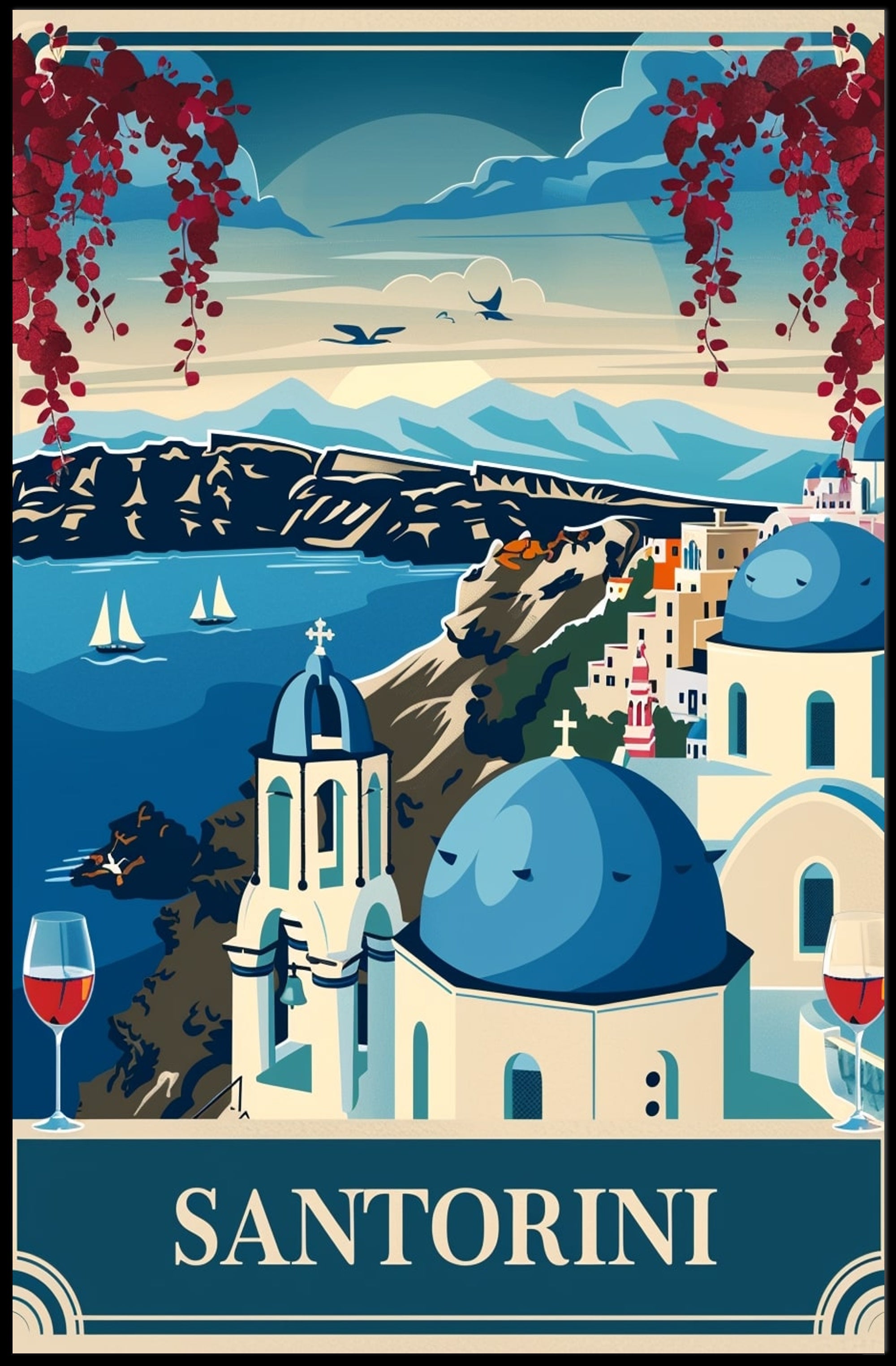 Santorini Greek Island Travel Poster PosterGoat