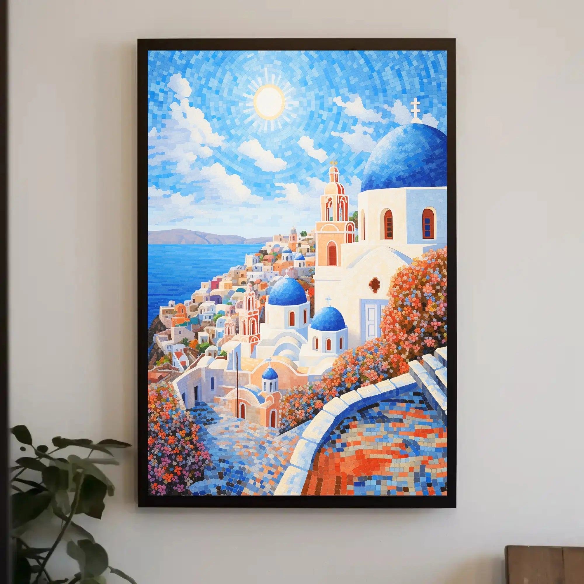 Santorini Serenity Mosaic Art Travel Poster PosterGoat