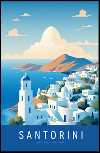 Santorini Serenity: Modern Minimalist Travel Poster PosterGoat
