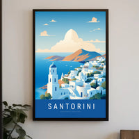 Santorini Serenity: Modern Minimalist Travel Poster PosterGoat