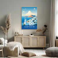 Santorini Serenity: Modern Minimalist Travel Poster PosterGoat