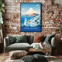 Santorini Serenity: Modern Minimalist Travel Poster PosterGoat