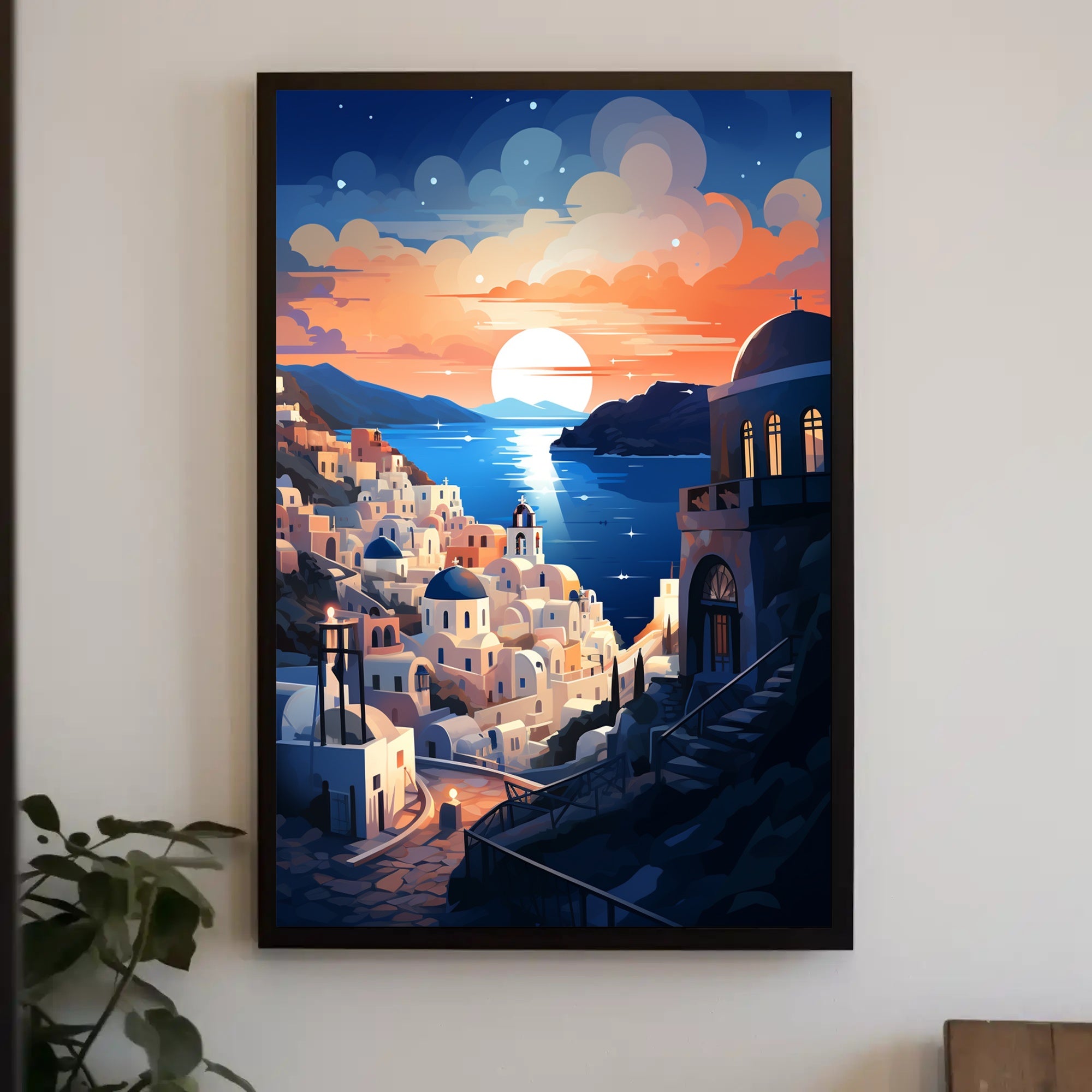 Santorini Sunset Tranquility Travel Poster PosterGoat