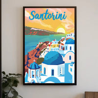 Santorini Sunset Travel Poster PosterGoat