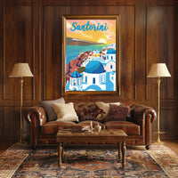 Santorini Sunset Travel Poster PosterGoat
